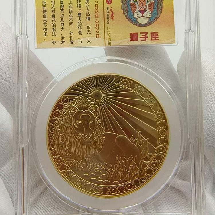 Zodiac Good Luck Commemorative Coins 12 Constellations Gold Coin Collectible