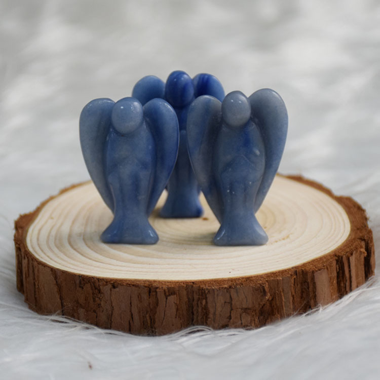 Amethyst, Rose Quartz, Blue Aventurine, Angel Stone Crystal Carving Feng Shui Figurine for Protection