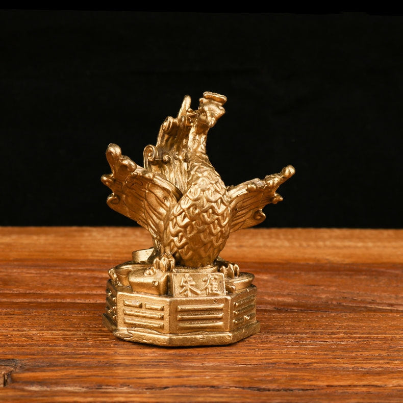 Green Dragon, White Tiger, Vermilion Bird, Black Tortoise Copper Figurines Four Divine Beasts for Feng Shui Protection and Wealth