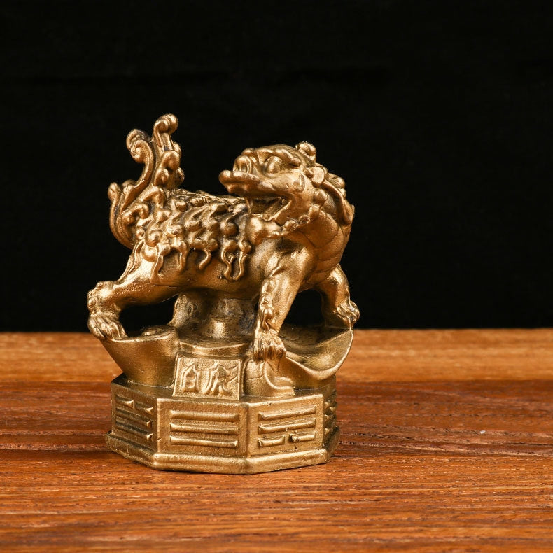 Green Dragon, White Tiger, Vermilion Bird, Black Tortoise Copper Figurines Four Divine Beasts for Feng Shui Protection and Wealth