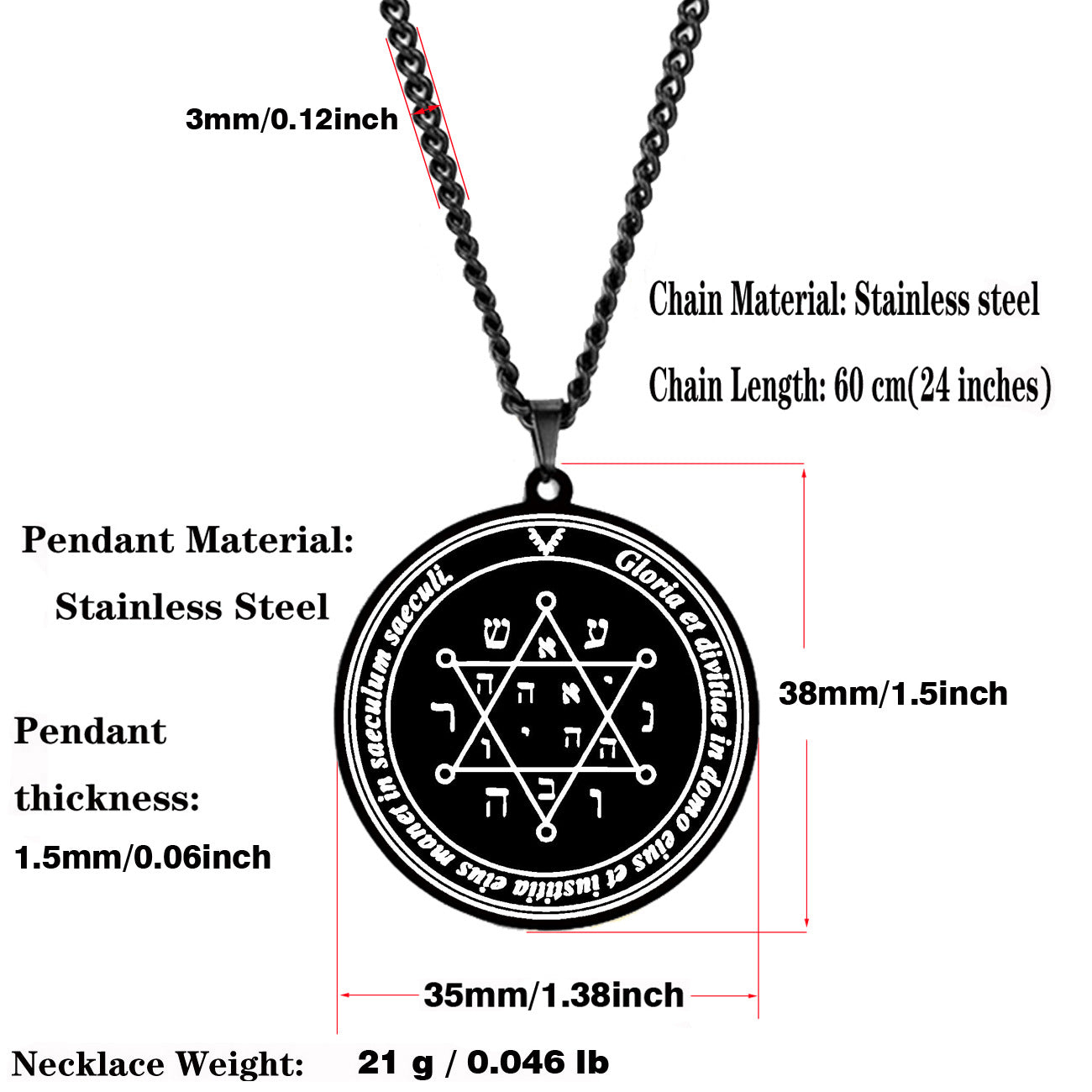 Jupiter Prayer Amulet Stainless Steel Pendant Necklace for Honor Dignity and Wealth