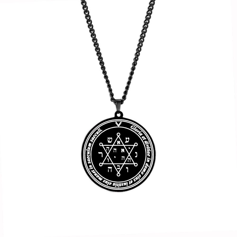 Jupiter Prayer Amulet Stainless Steel Pendant Necklace for Honor Dignity and Wealth