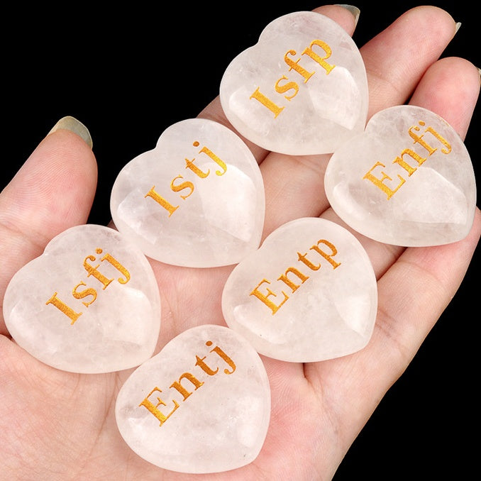 MBTI Heart-Shaped Clear Quartz Display Piece 16 Personality Types Unique Gift