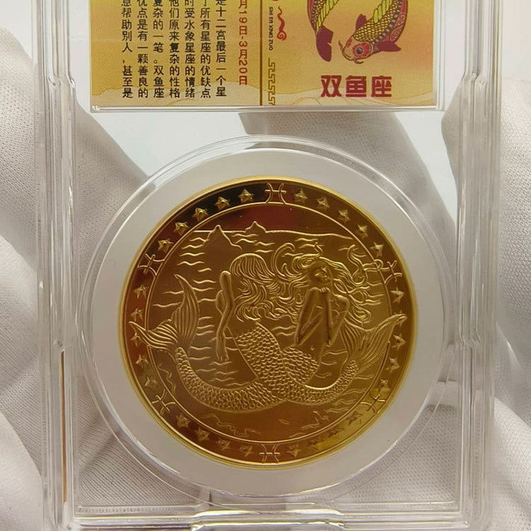 Zodiac Good Luck Commemorative Coins 12 Constellations Gold Coin Collectible