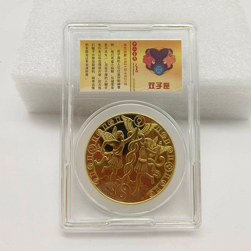 Zodiac Good Luck Commemorative Coins 12 Constellations Gold Coin Collectible