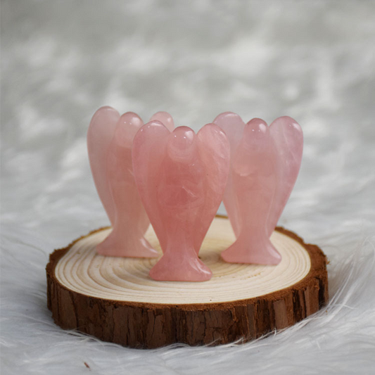 Amethyst, Rose Quartz, Blue Aventurine, Angel Stone Crystal Carving Feng Shui Figurine for Protection