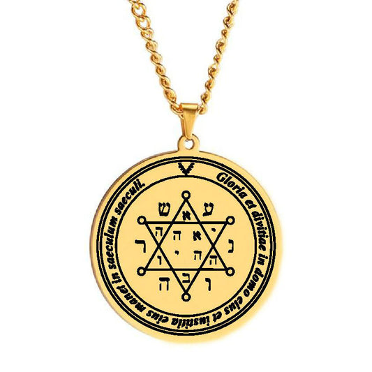 Jupiter Prayer Amulet Stainless Steel Pendant Necklace for Honor Dignity and Wealth