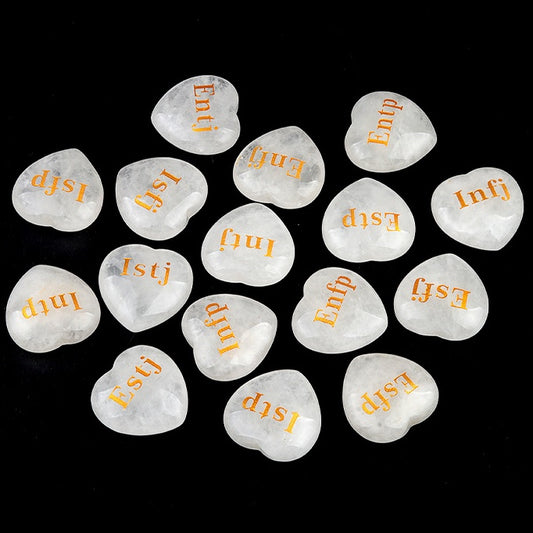MBTI Heart-Shaped Clear Quartz Display Piece 16 Personality Types Unique Gift