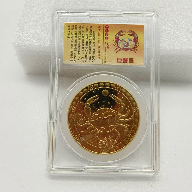 Zodiac Good Luck Commemorative Coins 12 Constellations Gold Coin Collectible