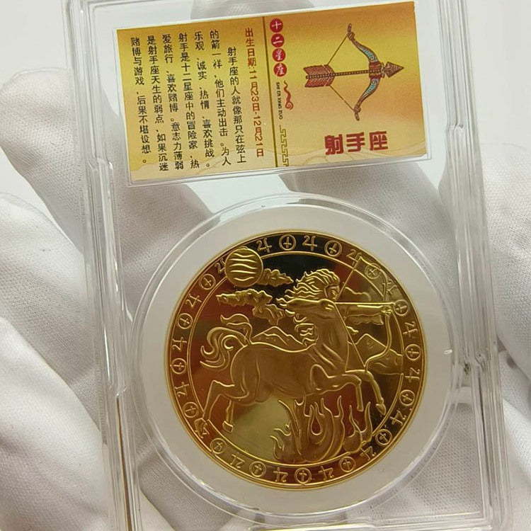 Zodiac Good Luck Commemorative Coins 12 Constellations Gold Coin Collectible