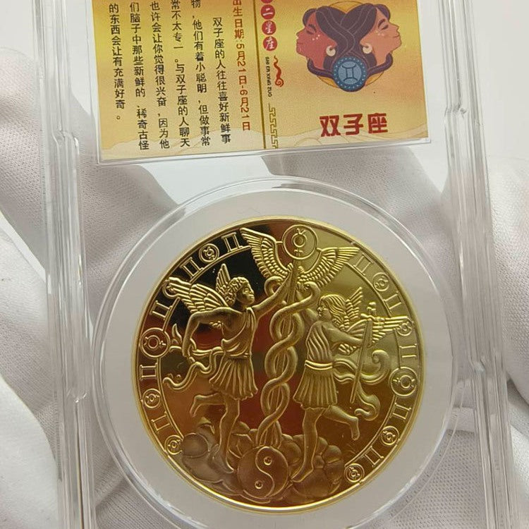 Zodiac Good Luck Commemorative Coins 12 Constellations Gold Coin Collectible